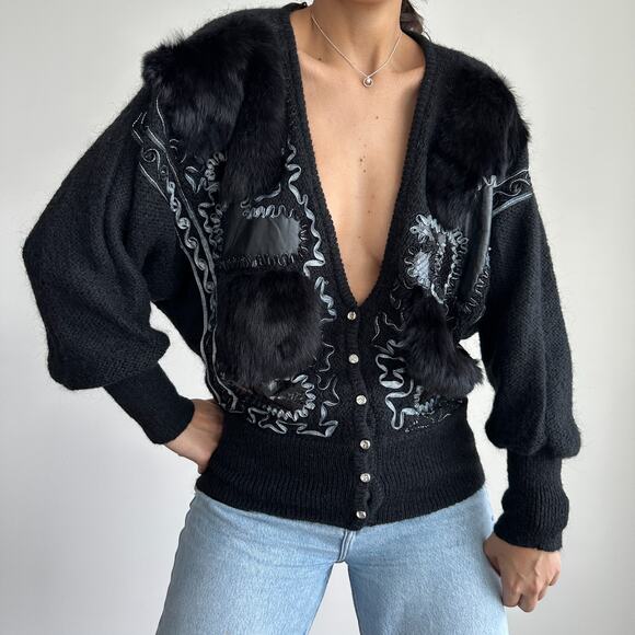 Vintage Rochelle California Cardigan Sweater Womens Large Artsy Glam Maximalist - Picture 1 of 11